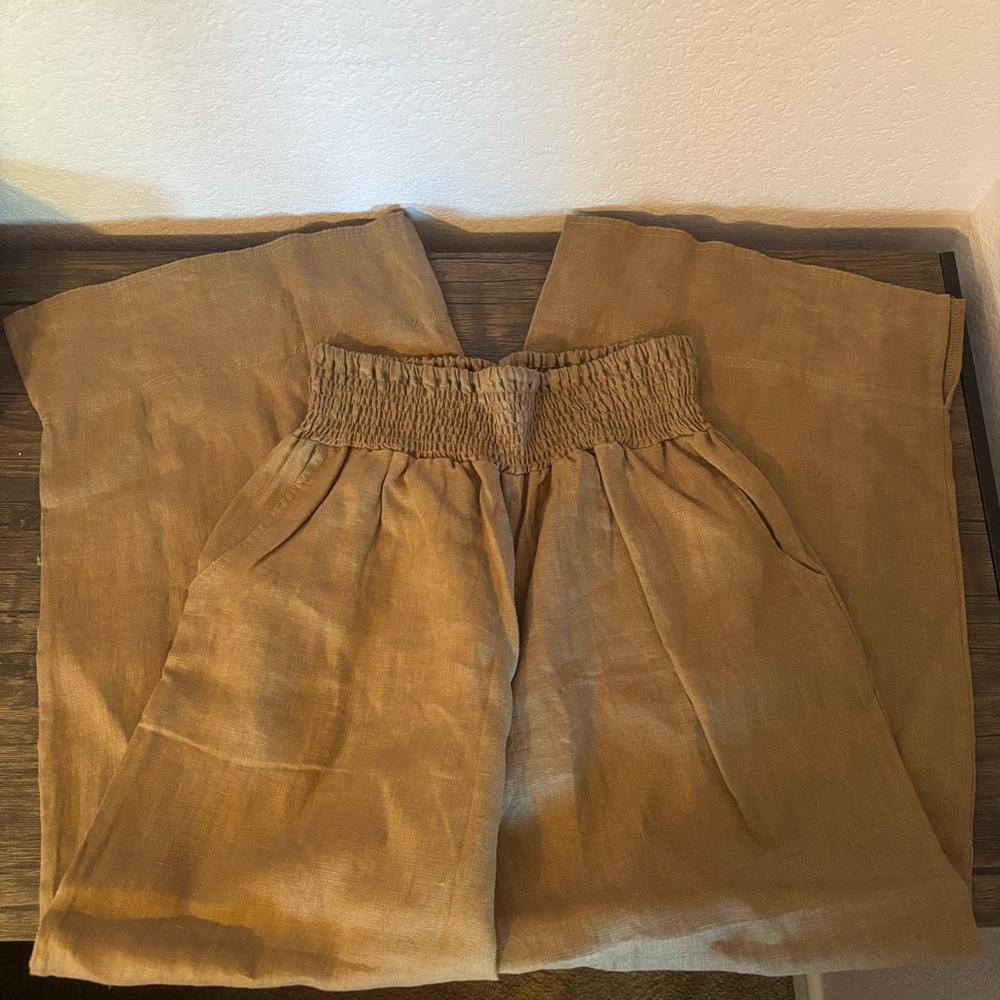 Nomad Tan Wide-Leg Pants